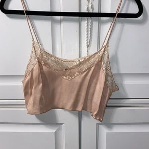 Silk cropped tank top